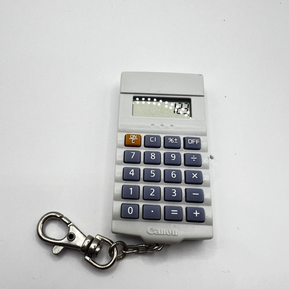 Vintage Canon KC-20 Mini Calculator Key Chain  1998 - WORKS